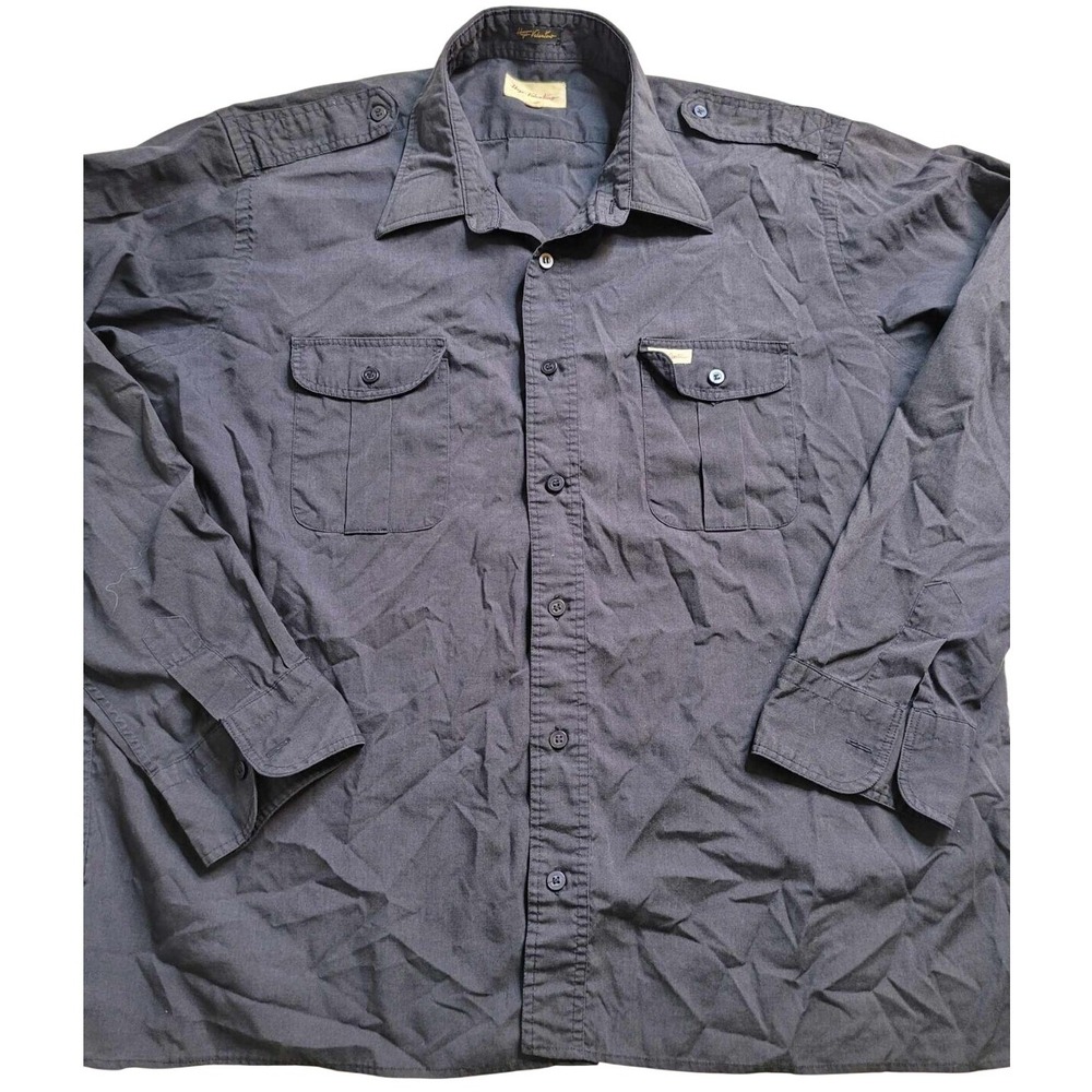 Hugo Valentino Men's Navy Long‎ Sleeve Button Shirt Down Size XL